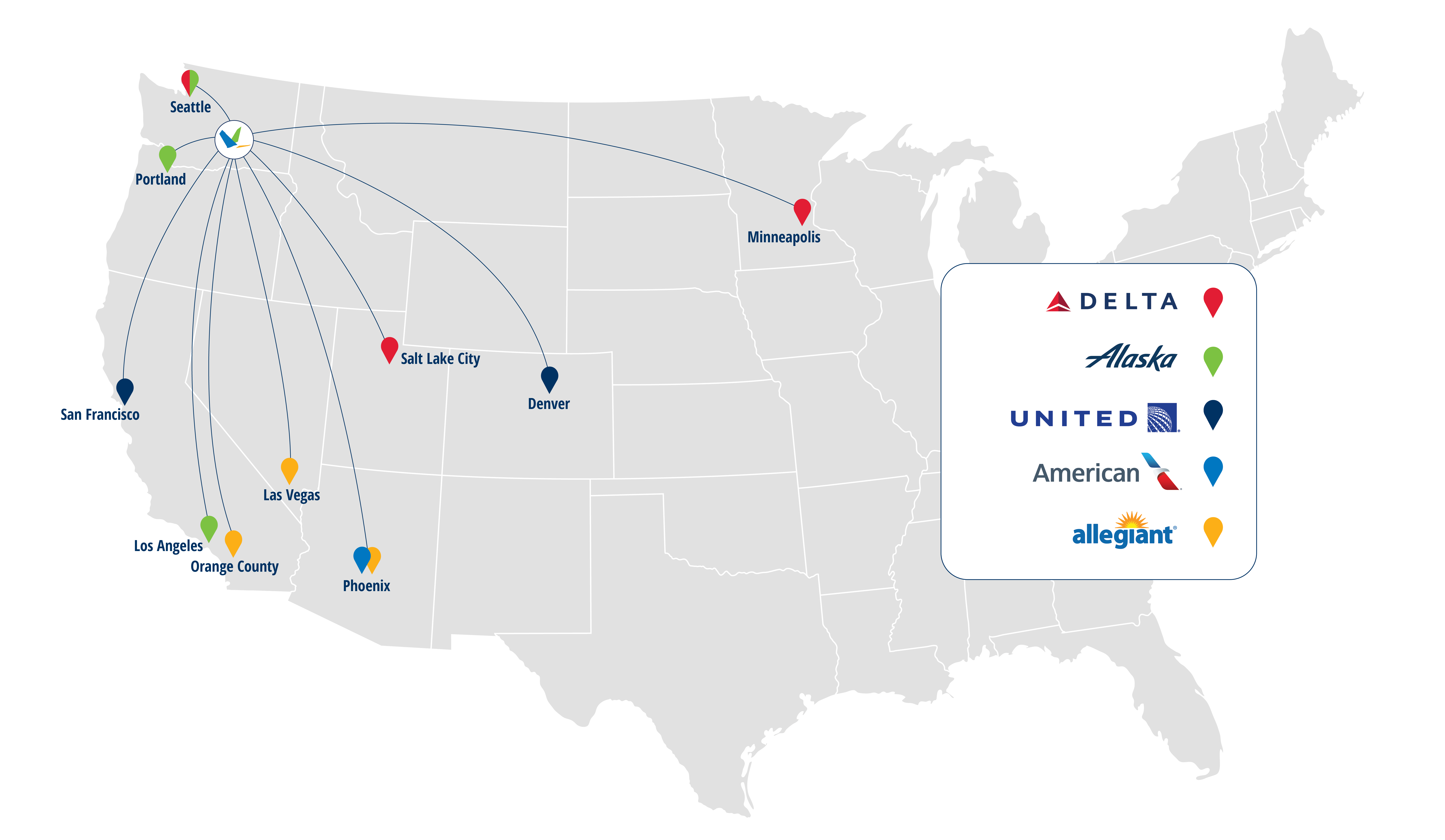 PSC nonstop destinations map